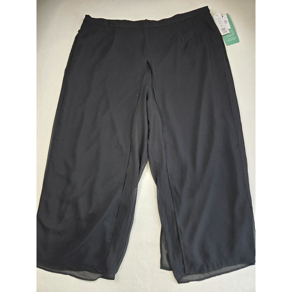 NWT Scarlett Womens Black Layered Wide Leg Pants Size 3X Elastic Pull On